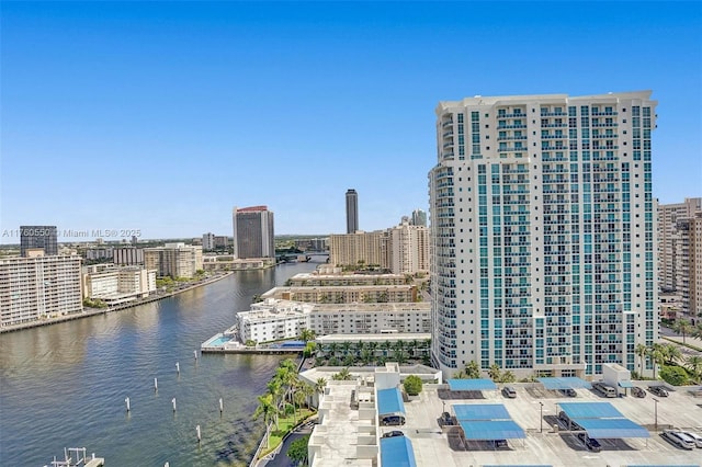 property view of water with a city view