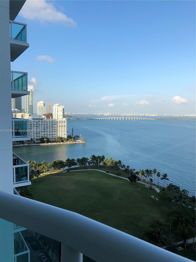 property view of water with a city view