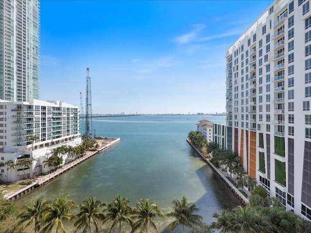 property view of water featuring a view of city