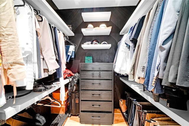 spacious closet with light wood finished floors