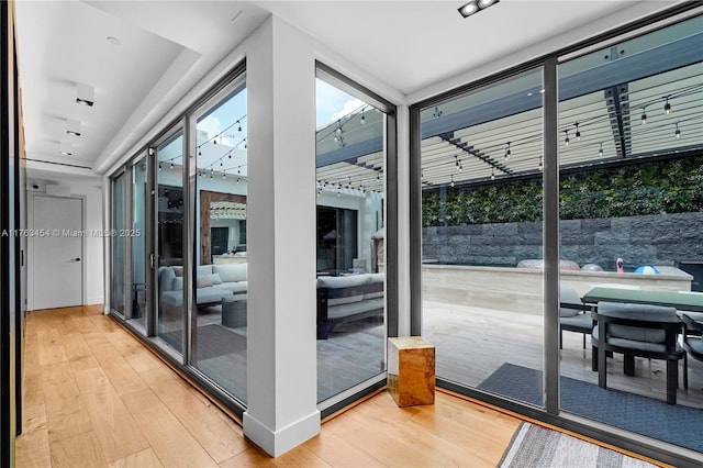 entryway with light wood finished floors