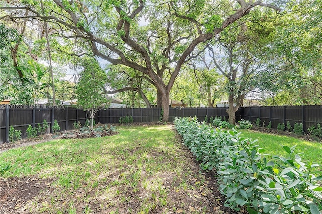 view of yard featuring a fenced backyard