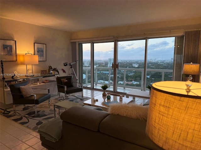 2451 Brickell Ave Unit 20N, Miami, FL 33129 - living room with healthy amount of natural light, light tile patterned floors, and a view of city