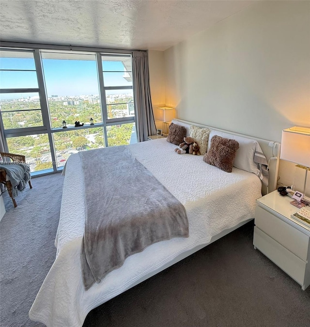 2451 Brickell Ave Unit 20N, Miami, FL 33129 - bedroom featuring dark carpet and a wall of windows