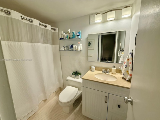 2451 Brickell Ave Unit 20N, Miami, FL 33129 - full bath with vanity, toilet, tile patterned floors, and curtained shower