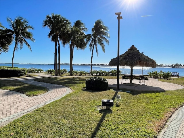 2451 Brickell Ave Unit 20N, Miami, FL 33129 - view of community with a gazebo, a yard, and a water view