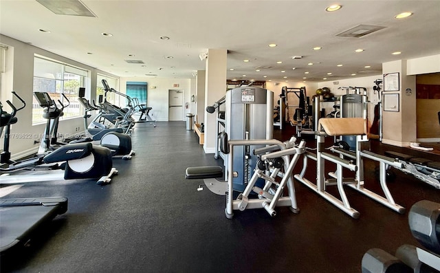 2451 Brickell Ave Unit 20N, Miami, FL 33129 - workout area with recessed lighting and baseboards