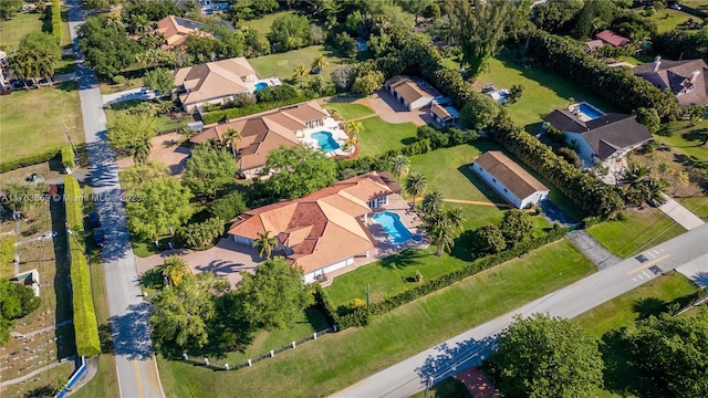 birds eye view of property with a residential view