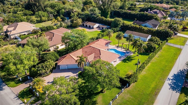 drone / aerial view with a residential view