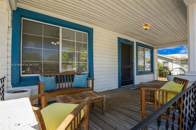 deck featuring a porch