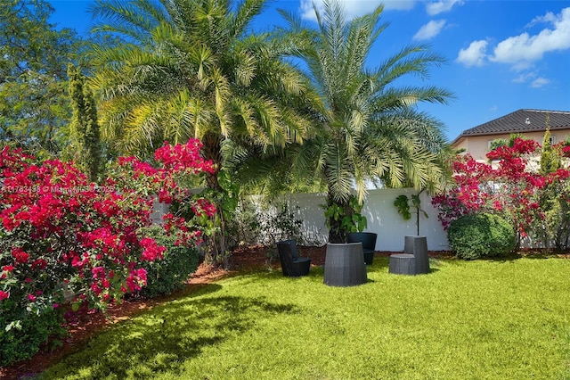 view of yard with central AC and fence