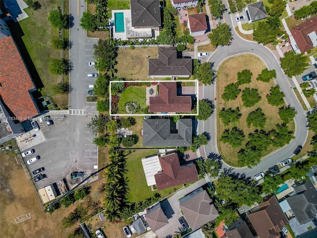 drone / aerial view with a residential view