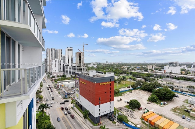 bird's eye view with a city view