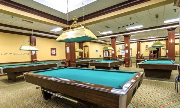 rec room with carpet flooring and pool table