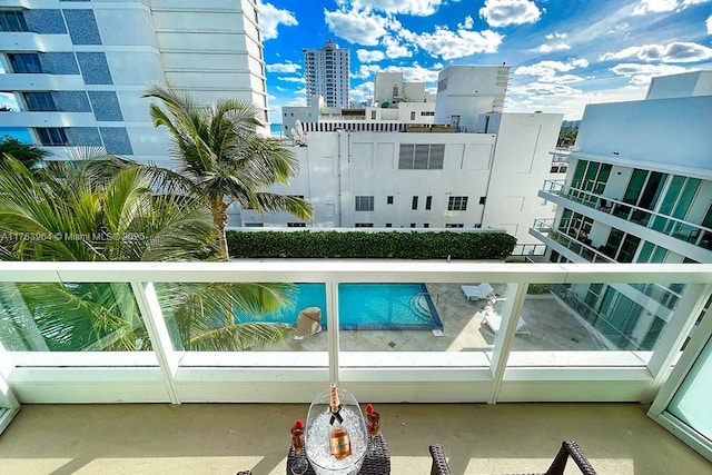 balcony with a view of city