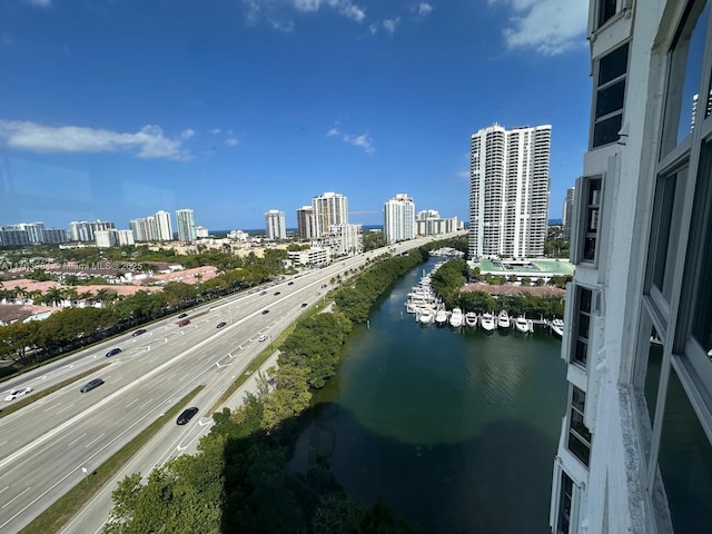 property view of water featuring a city view