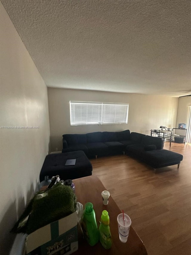 2101 NE 68th St Unit 204, Fort Lauderdale, FL 33308 - living area featuring a textured ceiling and wood finished floors