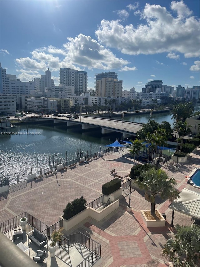 water view with a view of city