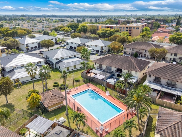 bird's eye view with a residential view