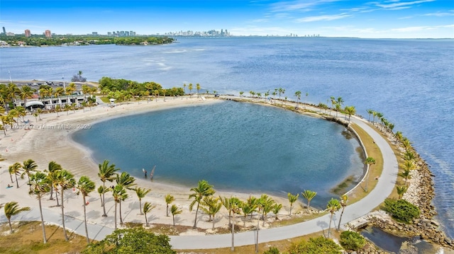 bird's eye view featuring a water view