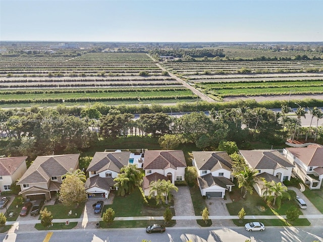 drone / aerial view featuring a rural view and a residential view