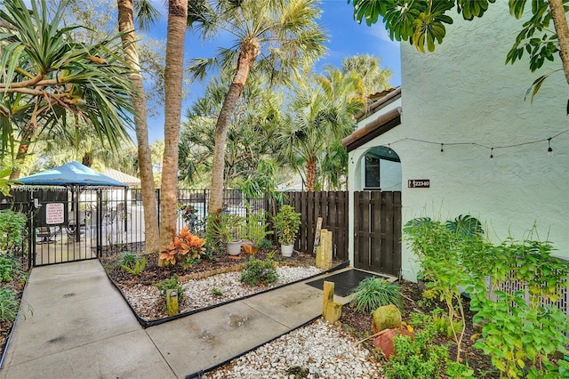 view of yard with a gate and fence