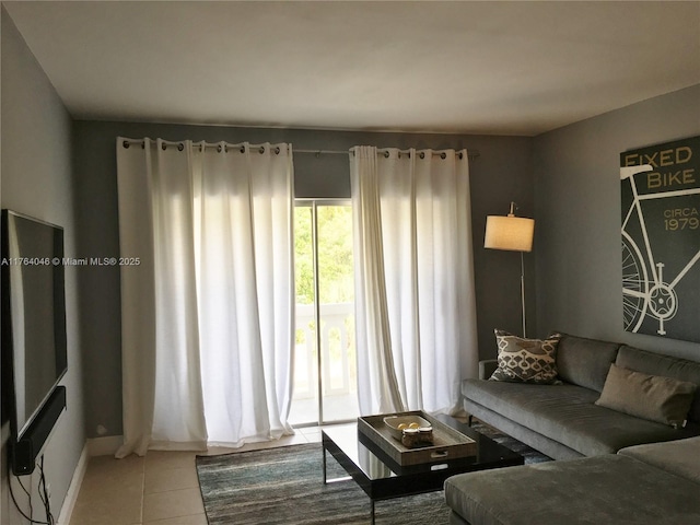 view of tiled living area