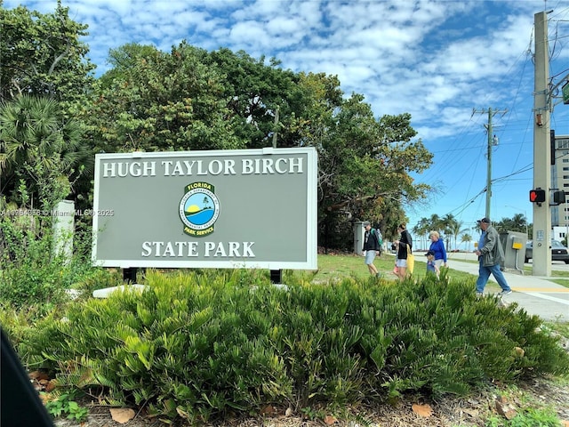 view of community sign