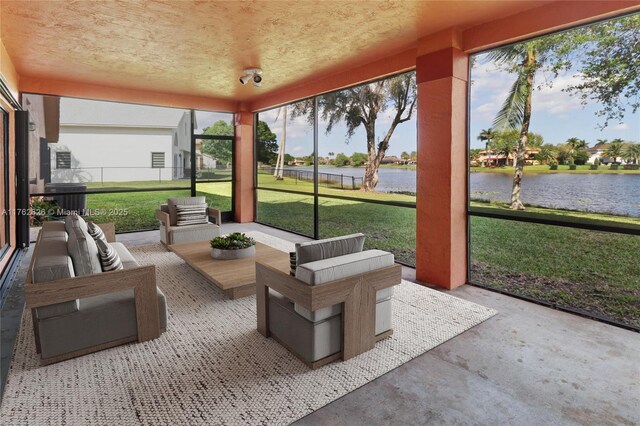 221 NW 201st Ave, Pembroke Pines, FL 33029 - sunroom / solarium featuring a water view and outdoor lounge area