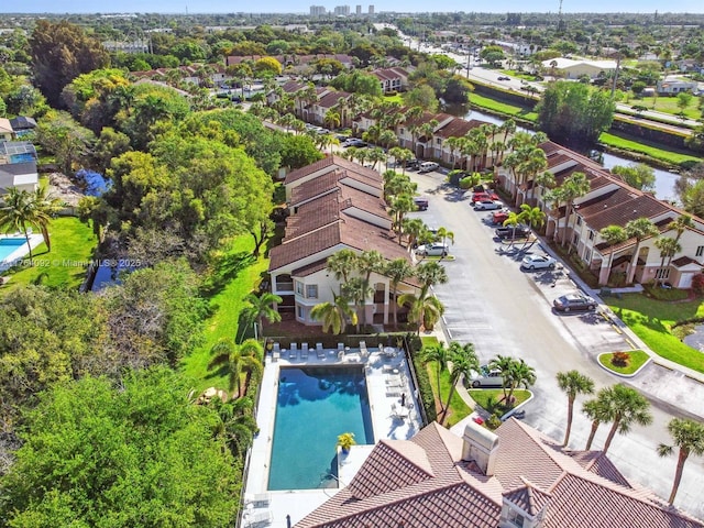 drone / aerial view with a residential view