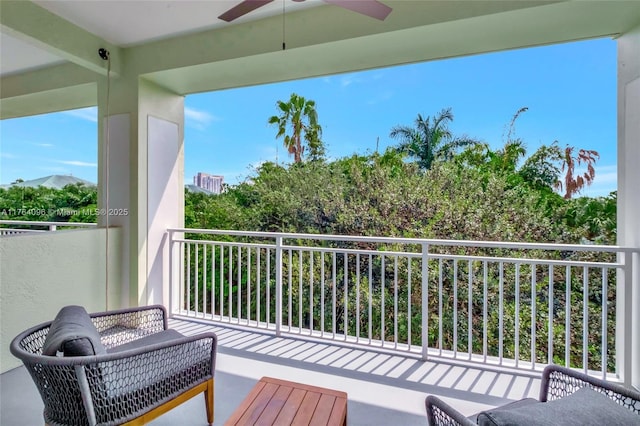 balcony with ceiling fan