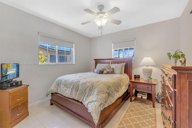 bedroom featuring a ceiling fan and baseboards