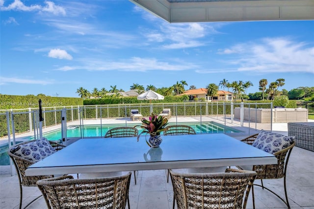 view of patio / terrace with a fenced in pool and fence