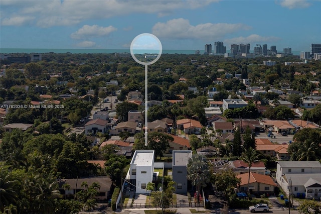 drone / aerial view with a city view