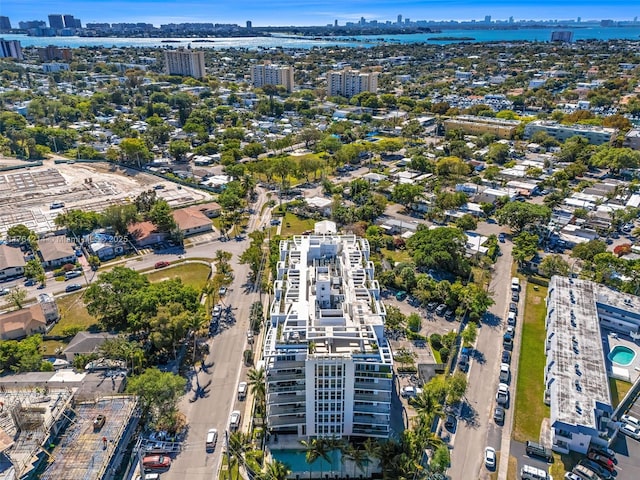 bird's eye view with a city view