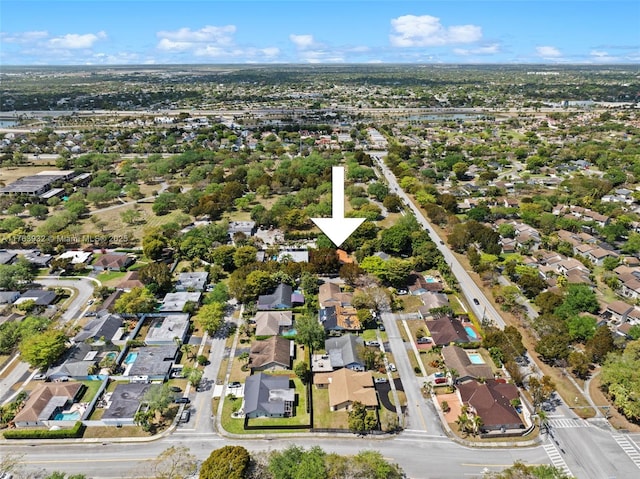 aerial view with a residential view