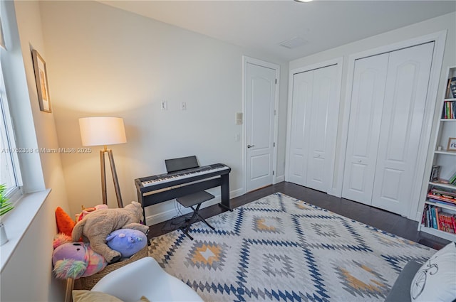 sitting room with wood finished floors