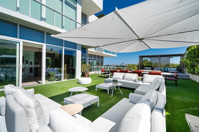 4701 N Meridian Ave Unit 603, Miami Beach, FL 33140 - view of patio / terrace featuring an outdoor hangout area