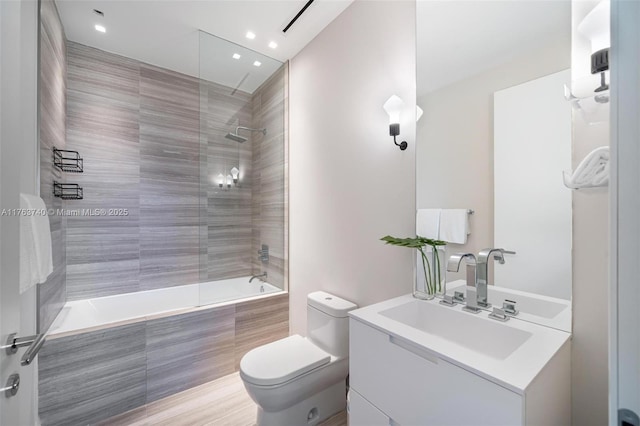 4701 N Meridian Ave Unit 603, Miami Beach, FL 33140 - full bath with recessed lighting, toilet, vanity, and tiled shower / bath combo
