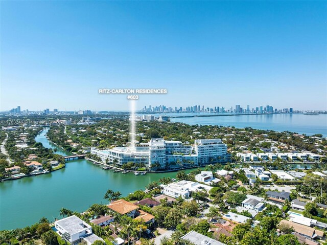 4701 N Meridian Ave Unit 603, Miami Beach, FL 33140 - birds eye view of property with a water view and a city view
