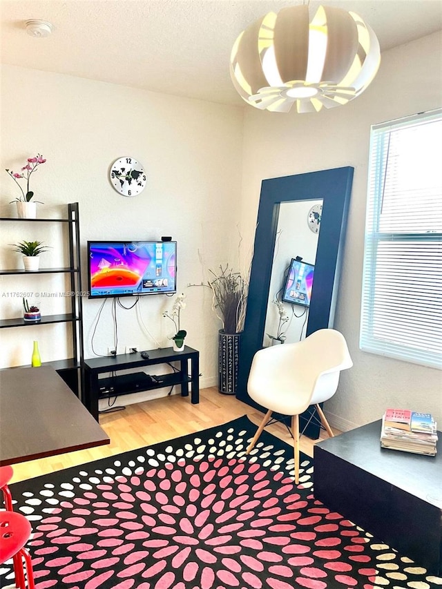 living area with wood finished floors