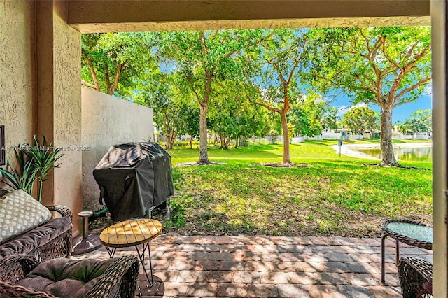 view of patio with area for grilling