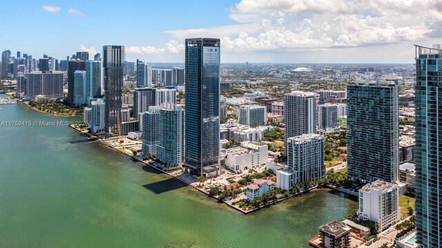 property's view of city featuring a water view
