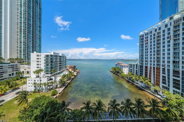 property view of water featuring a city view