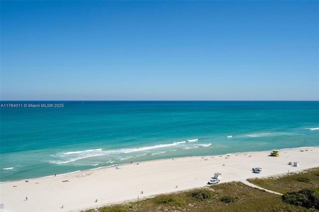 property view of water with a beach view