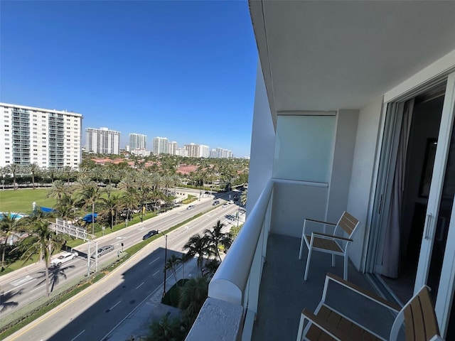 balcony with a city view