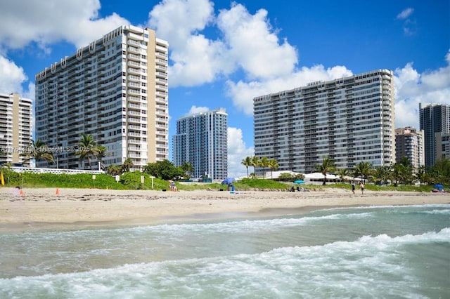 exterior space with a view of city and a view of the beach