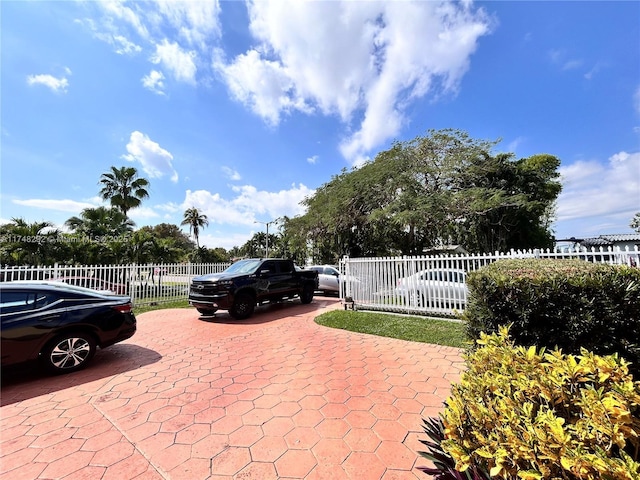 exterior space featuring a fenced front yard