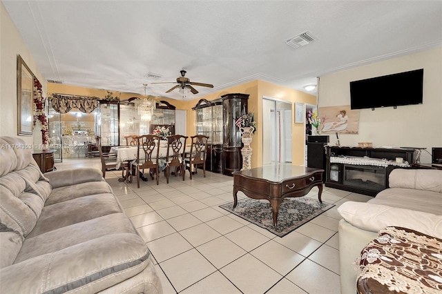 1412 NW 63rd Ave, Margate, FL 33063 - living area featuring ceiling fan, visible vents, and light tile patterned flooring