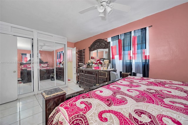 1412 NW 63rd Ave, Margate, FL 33063 - tiled bedroom with a ceiling fan